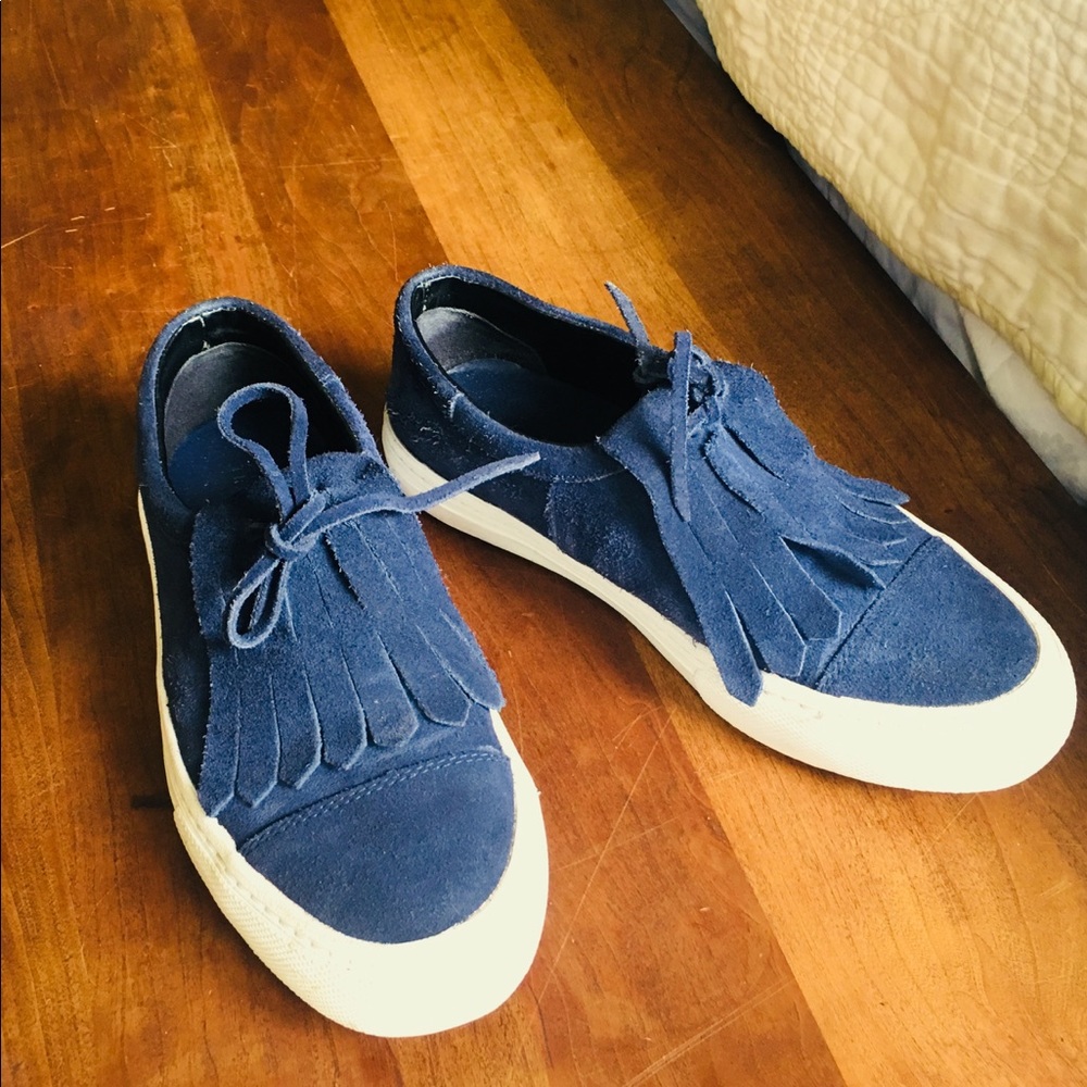 Zara blue suede loafers